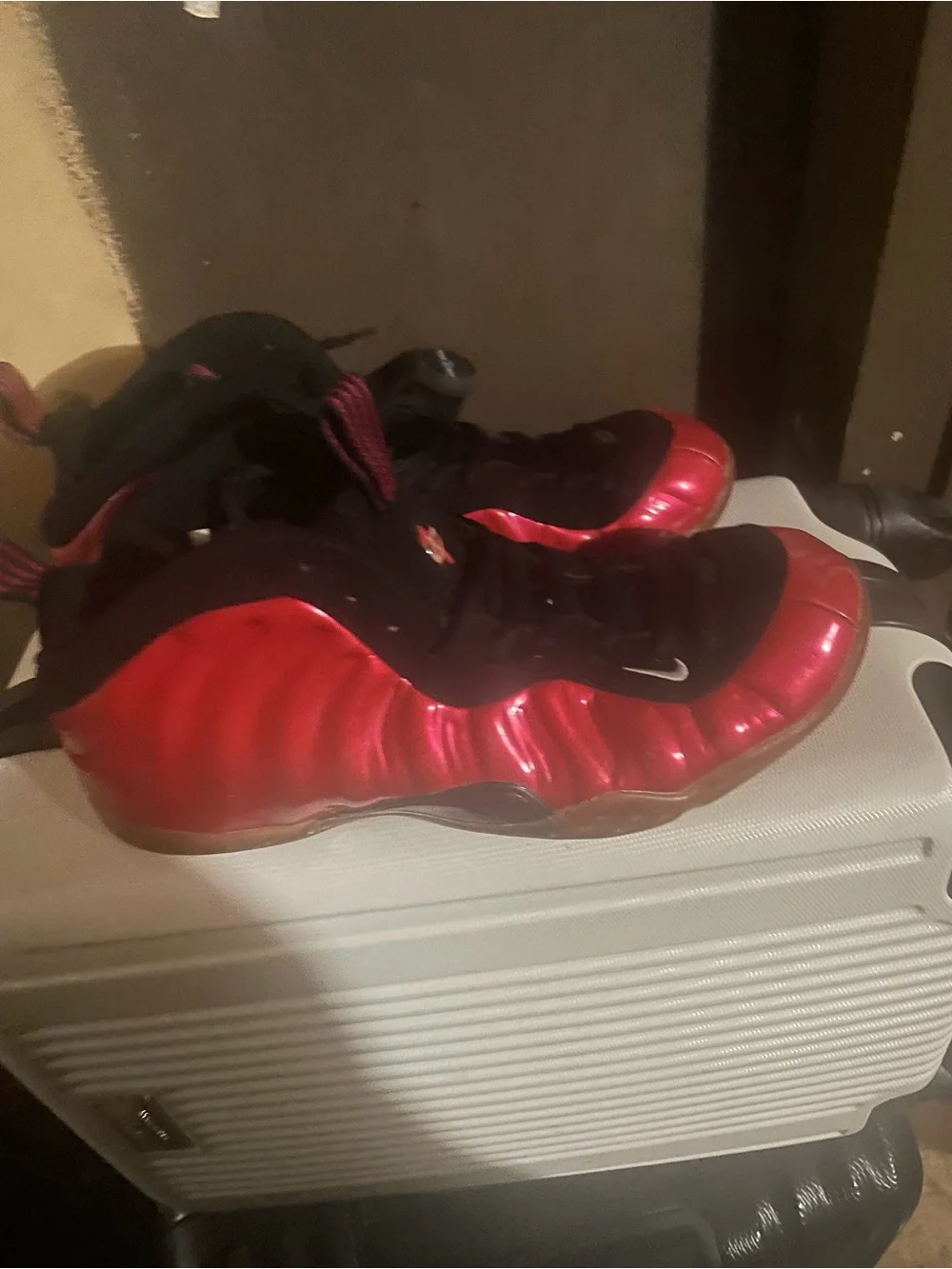 Nike men’s Red and Black Foamposite Sneakers
